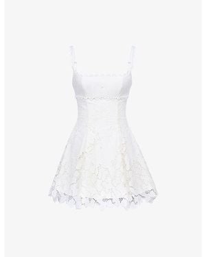 House Of Cb Isla Floral-Pattern Woven Mini Dress - White