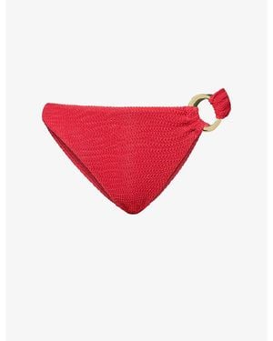 Cheap Monday Bronte-Ring Crinkle Bikini Bottoms - Red