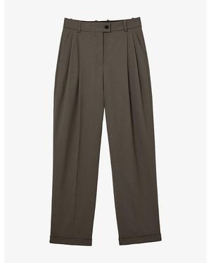 Reiss Liesel Wide-Leg Wool-Blend Trousers - Grey