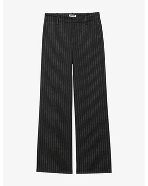 Zadig & Voltaire Panol Striped High-Rise Stretch-Woven Trousers - Black