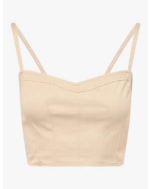 GOOD AMERICAN The Bustier Twill Woven Top - Natural