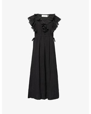 Skall Studio Clea Ruffled Cotton Midi Dress - Black