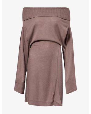 Rick Owens Scarf Long-Sleeve Wool Jumper - Brown