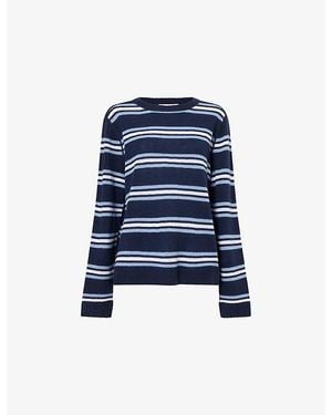 Reformation Striped Round-Neck Cashmere Jumper - Blue