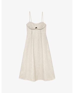 Reiss Sage Cut-Out Linen-Blend Midi Dress - White