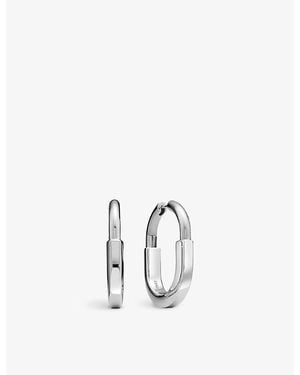 Tiffany & Co. Tiffany Lock Medium Rhodium-Plated 18Ct- Hoop Earrings - White