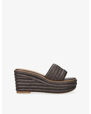 Dolce Vita Throne Raffia Platform Mules - Gray