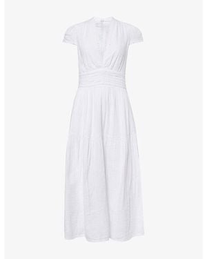 ME+EM Scallop-Edge Cheesecloth Cotton Maxi Dress - White