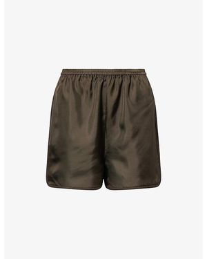 RÓHE Frames Taped-Trim Silk Shorts - Green