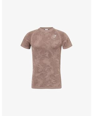 GYMSHARK Geo Seamless Stretch-Woven T-Shirt - Pink