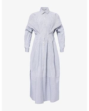 Palmer//Harding Vessel Striped Cotton Midi Dress - Blue