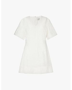 Holzweiler Cadi V-Neck Woven Mini Dress - White