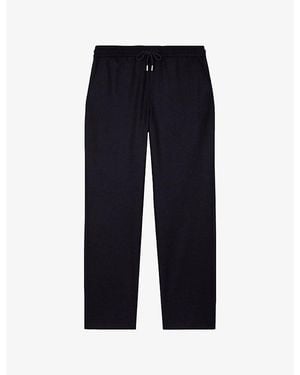 The Kooples Wide-Leg Wool-Blend Trousers - Blue