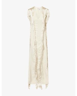 Rebirth Sleeveless Fringed Woven Maxi Dress - Natural