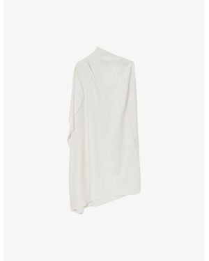 Reiss Ellery One-Shoulder Draped Woven Mini Dress - White