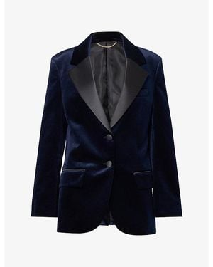 Victoria Beckham Single-Breasted Tailored Velvet Jacket - Blue