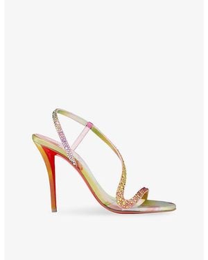 Christian Louboutin Rosa Z Strass 100 Leather-Heeled Sandals - Metallic