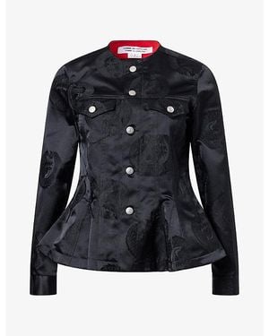 Comme des Garçons Peplum Jacquard Woven Jacket - Black