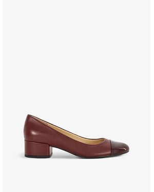 Dune Bracket Comfort Block-Heel Leather Court Shoes - Red