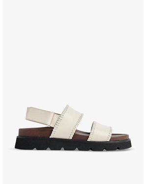 Whistles Ruben Whipstitch Flat Leather Sandals - Natural