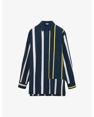 Loewe Contrast-Stripe Cotton Shirt Dress - Blue