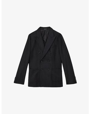 Reiss Muse Double-Breasted Wool Blazer - Black