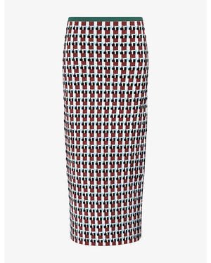 Zankov Raven Geometric-Pattern Jersey Midi Skirt - Multicolor