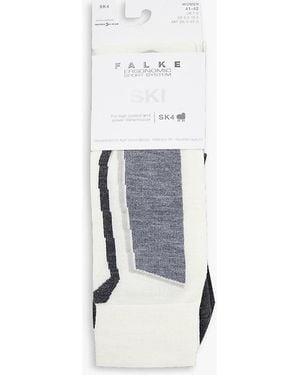 FALKE Sk4 Advanced Contrast-Panel Woven Knee-Length Socks - White