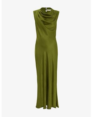 Phase Eight Hallie Cowl-Neck Satin Midi Dress - Green
