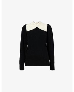 Valentino Bow Long-Sleeves Wool Jumper - Black