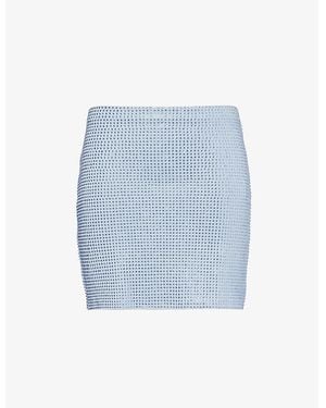 GOOD AMERICAN Crystal-Embellished High-Rise Stretch-Jersey Mini Skirt - Blue