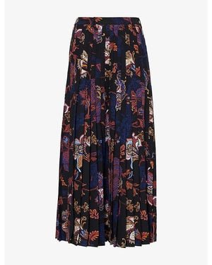 ME+EM Pleated Paisley-Print Crepe Maxi Skirt - Blue