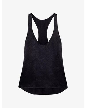 Because Of Alice Crushed-Texture Scoop-Neck Satin Tank Top - Black