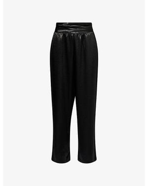 4th & Reckless Francoise Pleated-Waist Satin Trousers - Black
