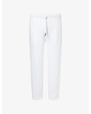 Derek Rose Vienna Drawstring Linen Pants - White