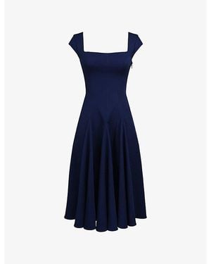 House Of Cb Raisa Lace-Back Twill Midi Dress - Blue