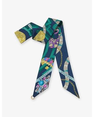 BVLGARI Heritage Wonder Shelly Garden Slim Silk Scarf - Blue