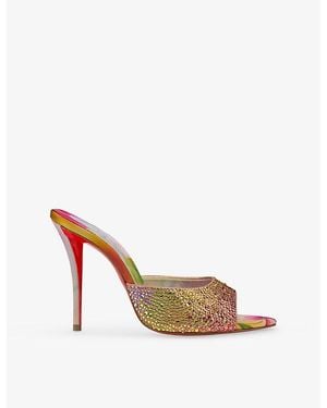 Christian Louboutin Miss Z Strass 100 Leather Heeled Mules - Pink