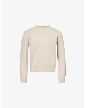 Sporty & Rich Src Embroidered-Logo Crewneck Wool Knitted Jumper - Natural