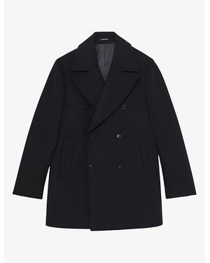 Reiss Present Double-Breasted Wool-Blend Pea Coat - Blue
