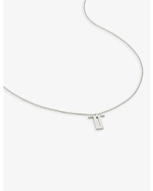Monica Vinader T Letter-Charm Sterling- Pendant Necklace - White