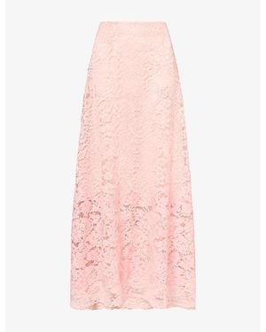 Mona Alshebil Floral-Embroidered Lace Maxi Skirt - Pink
