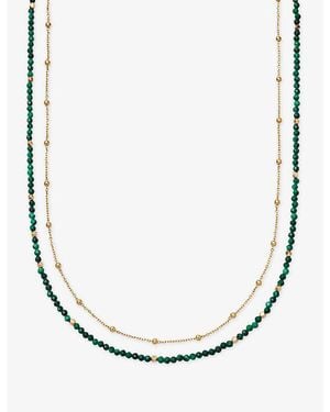 Astley Clarke Biography 18Ct And Malachite Double Strand Beaded Necklace - Metallic