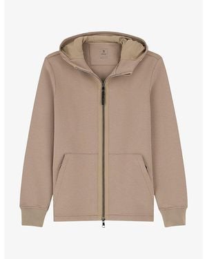 BOGGI Hooded Zip-Up Stretch Cotton-Blend Sweatshirt - Brown