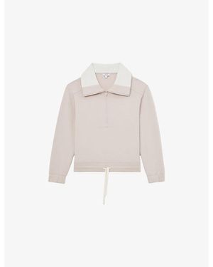 Reiss Laney Half-Zip Jersey Sweatshirt - White