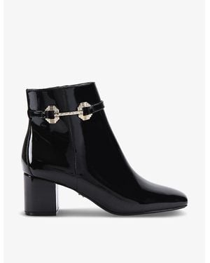 Carvela Kurt Geiger Poise Chain-Embellished Heeled Patent Faux-Leather Ankle Boots - Black