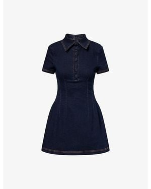 Odd Muse Collared Denim Mini Dress - Blue