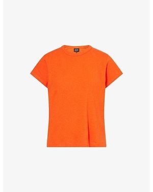 ME+EM Round-Neck Washed Cotton And Hemp T-Shirt - Orange