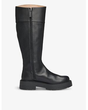 BOSS Padded Double-B Monogram Knee-High Leather Boots - Black