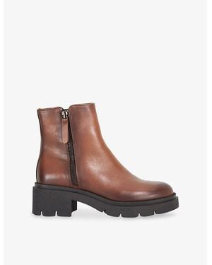 Dune Paving Leather Heeled Chelsea Boots - Brown